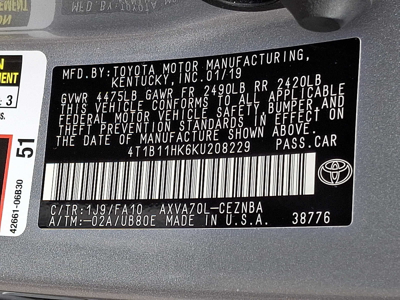 2019 Toyota Camry LE