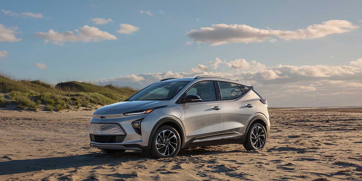 2022 Chevrolet Bolt EUV parked at the sandy beach