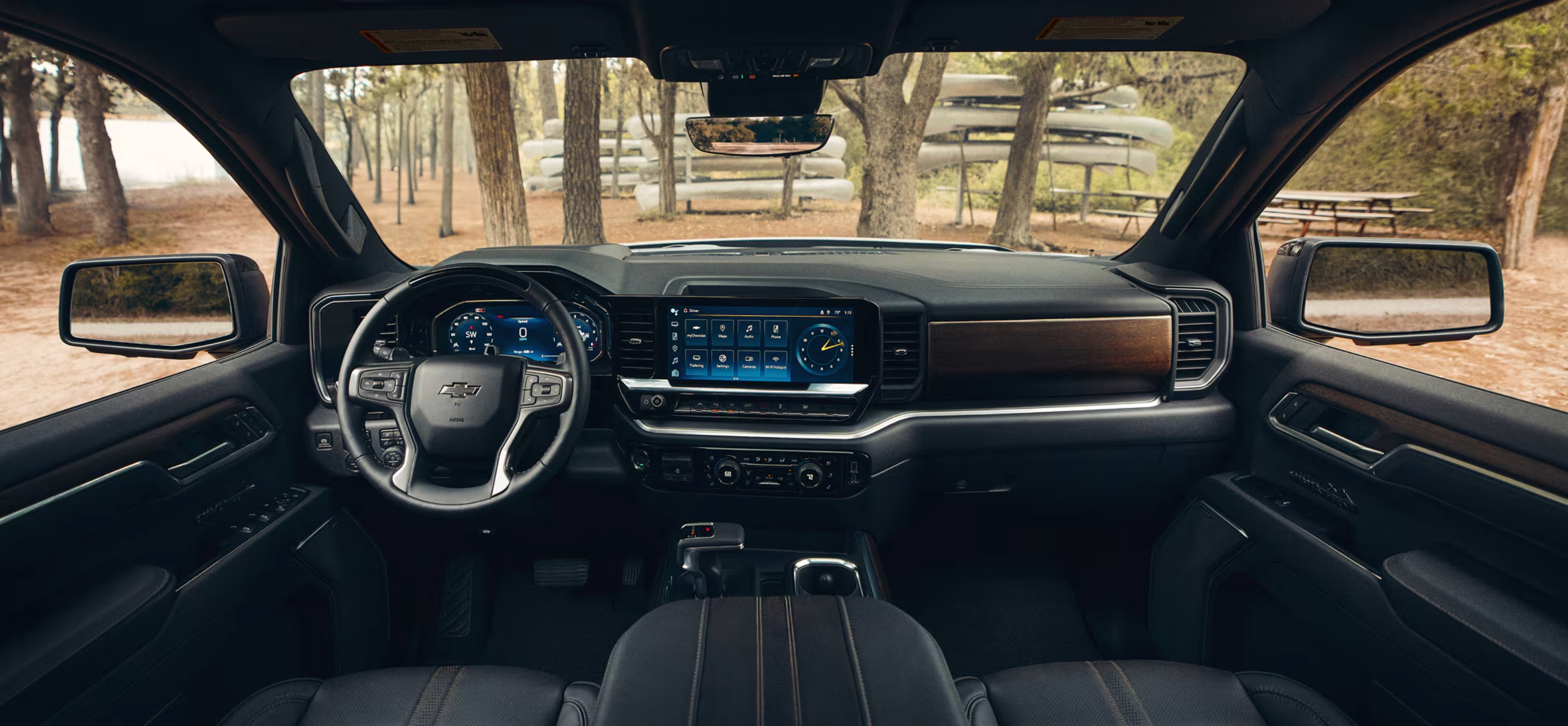 Interior dashboard of the 2026 Silverado 1500 featuring Super Cruise technology